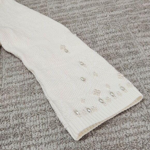 Chicos womens mock beaded sweater cream ivory size 2 or L - Picture 7 of 12